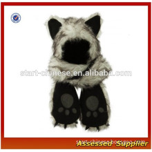 XJ01192/Cool Plush animal shaped hat /plush animal hat scarf glove